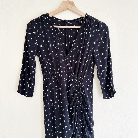 Lucky Brand Floral Wrap Midi Dress Sz 0 XS - Picture 3 of 7